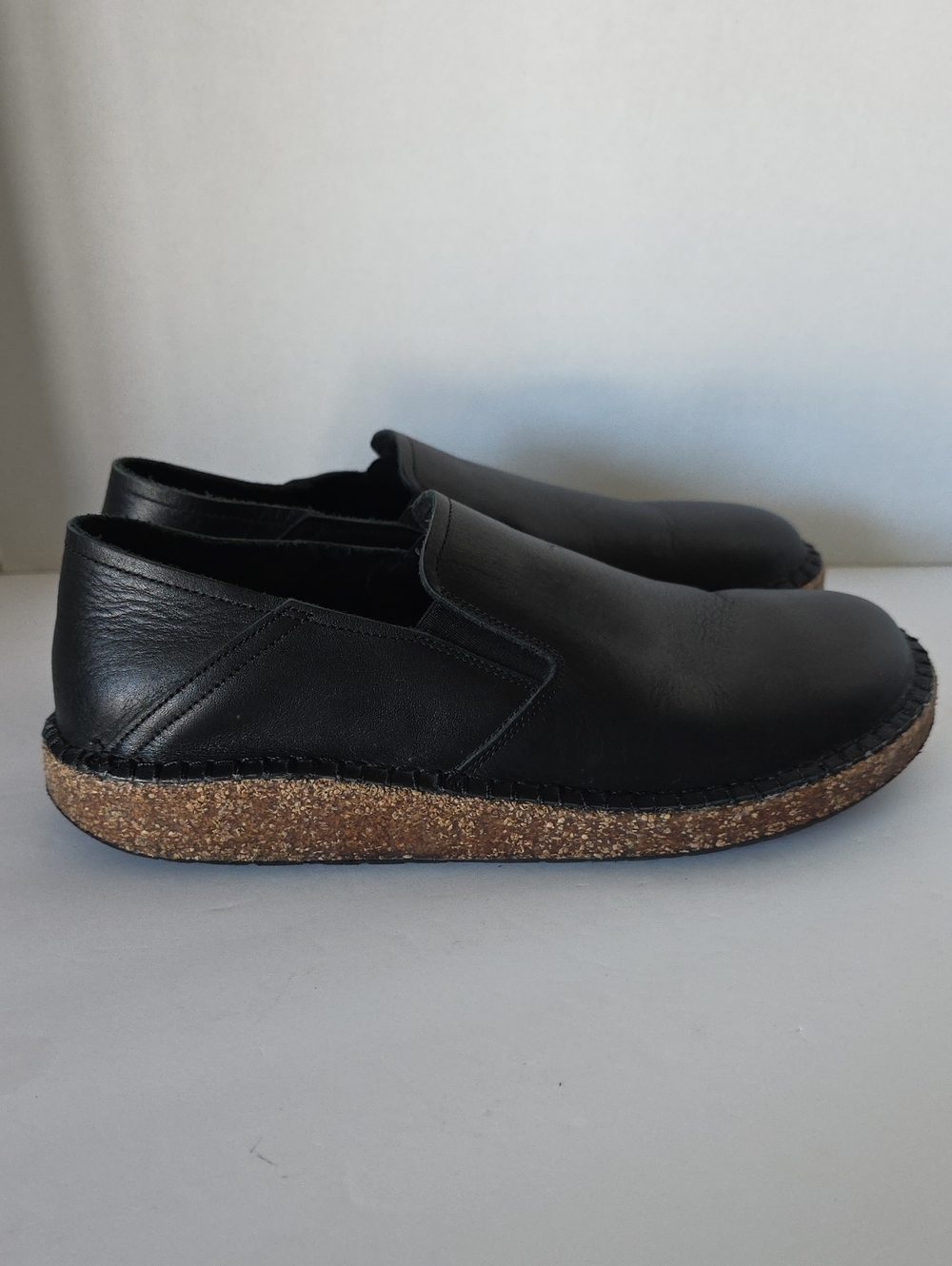 Birkenstock Callan Wood Black Leather Size EU 39 US M 6 W 8 Made In Portugal
